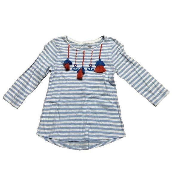 Crown & Ivy Other - Crown & Ivy Nautical Tassels Blue Stripe Long Sleeve Shirt Girl Size Medium NWT